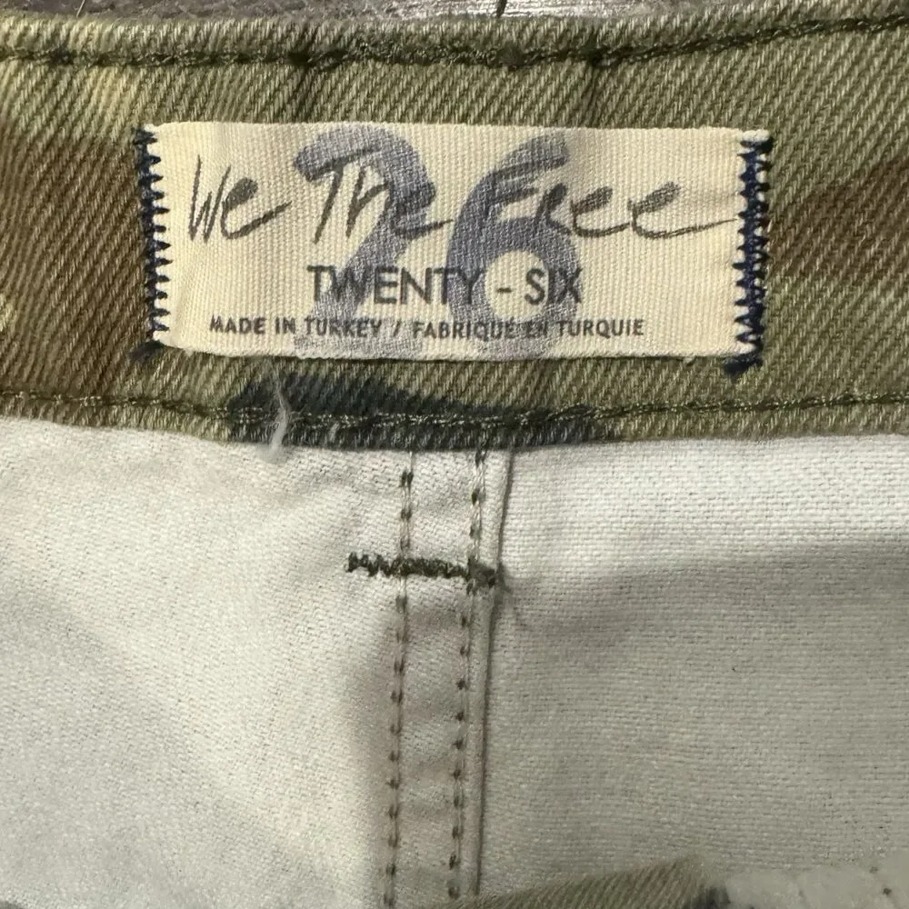 Free People We The Free Camo Cargo Pants High Rise Size 26 Green NWT Boho Grunge - Picture 4 of 11